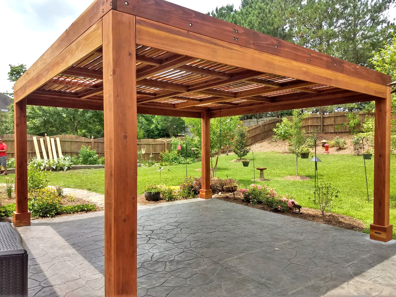 Modern Louvered Garden Pergolas Custom Made From Redwood